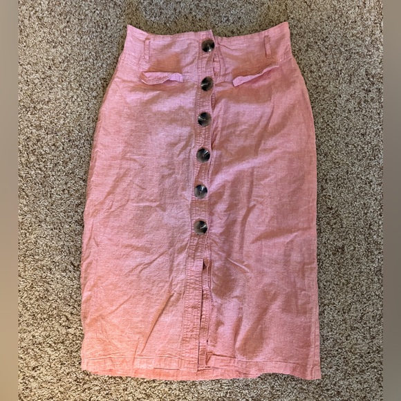 Stradivarius Pink Button-Front Midi Skirt - Picture 1 of 2